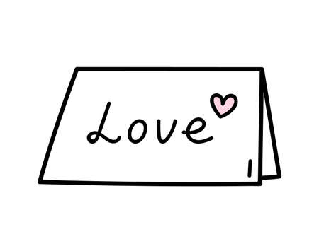 Cute love confession card isolated on white background. Vector hand-drawn illustration in doodle style. Perfect for Valentine's Day designs, cards, invitations, decorations.のイラスト素材