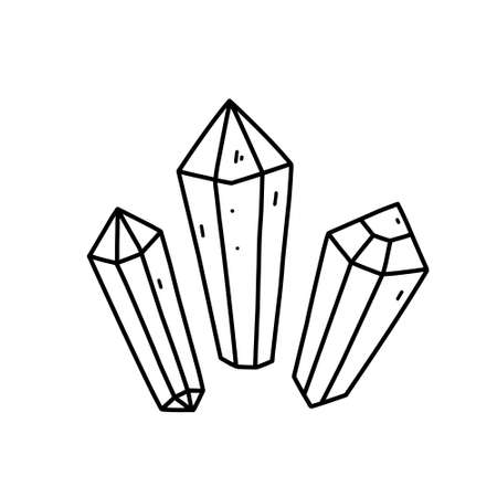 Magic crystals isolated on white background. Vector hand-drawn illustration in doodle style. Perfect for cards, decorationsのイラスト素材