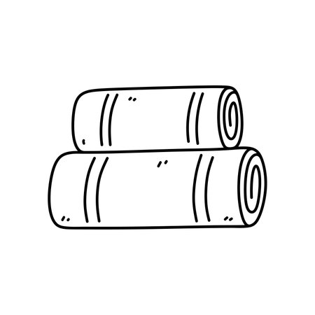 Rolled fabric towels isolated on white background. Vector hand-drawn illustration in doodle style. Perfect for decorations, logo, various designs.のイラスト素材