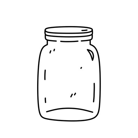 Glass jar isolated on white background. Vector hand-drawn illustration in doodle style. Perfect for decorations, logo, various designs.のイラスト素材