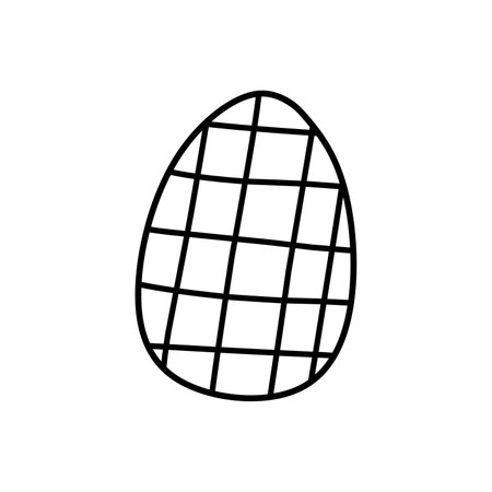 Cute decorated Easter egg isolated on white background. Vector hand-drawn illustration in doodle style. Perfect for holiday designs, cards, logo, decorations.のイラスト素材