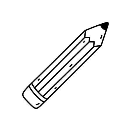 Wooden pencil with eraser isolated on white background. Vector hand-drawn illustration in doodle style. Perfect for cards, decorations, logo, various designs.のイラスト素材