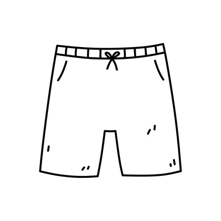 Mens shorts isolated on white background. Beach clothes. Vector hand-drawn illustration in doodle style. Perfect for cards, decorations, logo, various designs.のイラスト素材