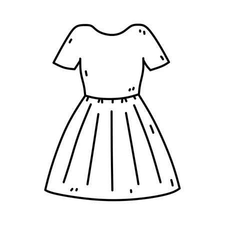 Womens dress isolated on white background. Vector hand-drawn illustration in doodle style. Perfect for cards, decorations, logo, various designs.のイラスト素材