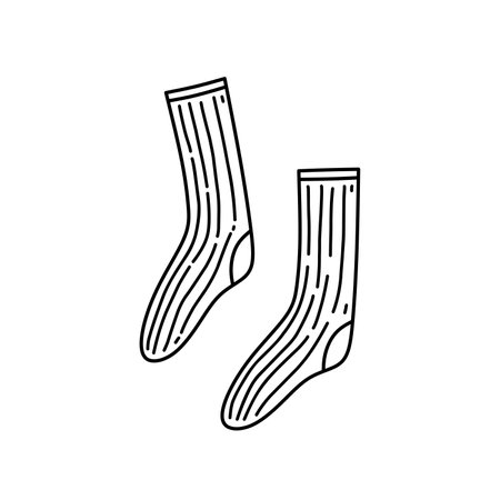 Mens socks isolated on a white background. Vector hand-drawn illustration in doodle style. Perfect for cards, decorations, logo, various designs.のイラスト素材