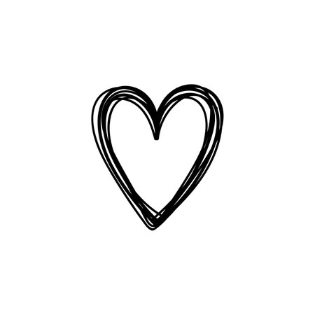 Doodle heart isolated on white background. Vector hand-drawn illustration. Perfect for Valentines Day designs, cards, decorations.のイラスト素材
