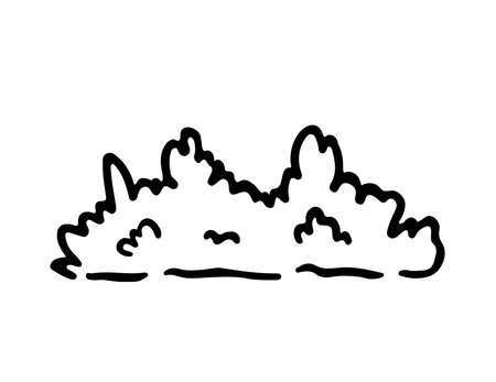 Bush isolated on a white background. Vector hand-drawn illustration in doodle style. Perfect for cards, decorations, logo, various designs.のイラスト素材