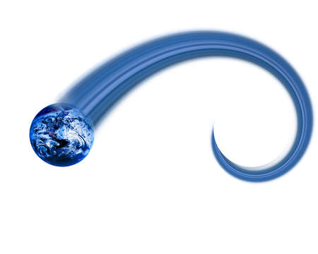 Earth image (courtesy of NASA, mission Apollo-17) on white background, with motion blur trails,isolatedの写真素材