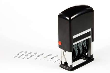 Date stamp with progressively increasing date stamped on white backgroundの写真素材