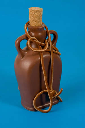 Pottery bottle with a corkの写真素材