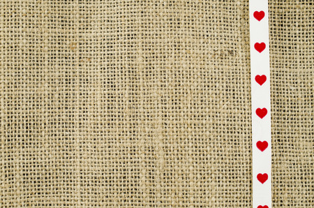 Hearth ribbon on linen backgroundの写真素材