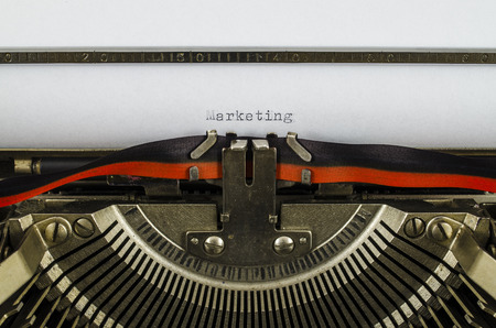 Marketing word printed on an old typewriterの写真素材