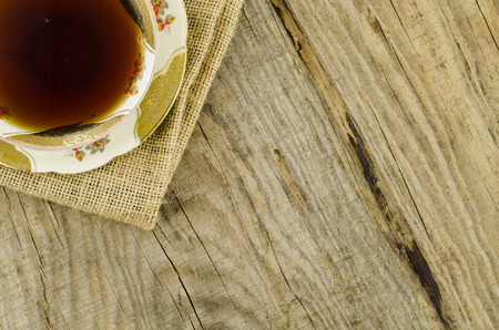 Porcelain tea cup with floral motifの写真素材