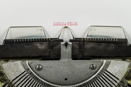 Education word printed on an old typewriterの写真素材