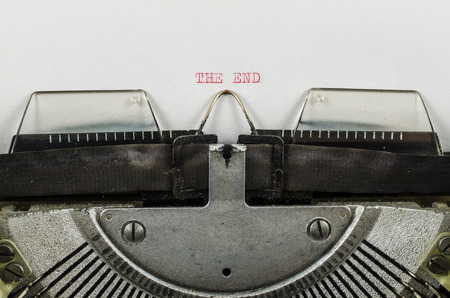 The end word printed on an old typewriterの写真素材