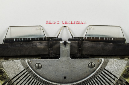 Merry Christmas word printed on an old typewriterの写真素材