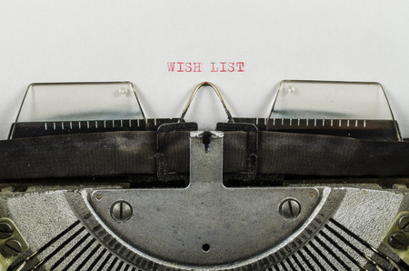 Wish list word printed on an old typewriterの写真素材
