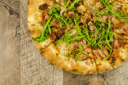 Italian pizza on wooden tableの写真素材