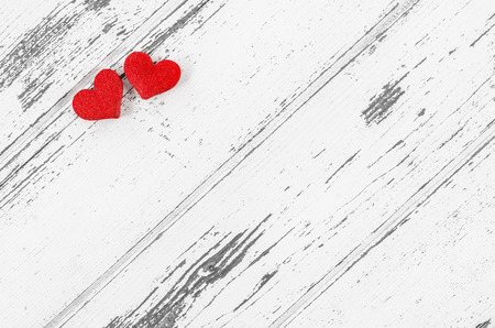 Empty wooden table with heartの写真素材