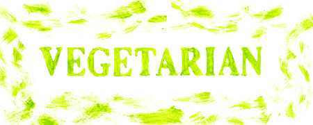 Vegetarian word painted on a white backgroundの写真素材
