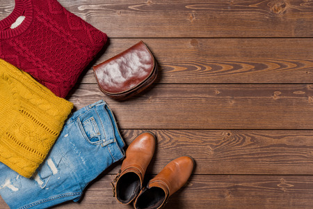 Women's autumn clothesの写真素材