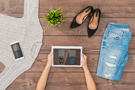 Female online shopping conceptの写真素材