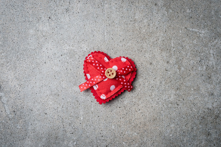 Valentines Day background with red plush heartsの写真素材