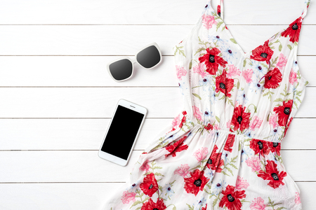 Woman dress with floral patternの写真素材