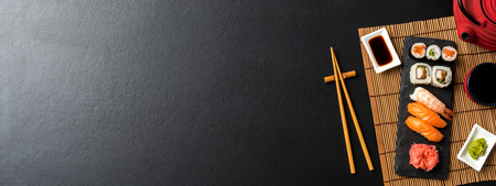 Japanese sushi. Top viewの写真素材