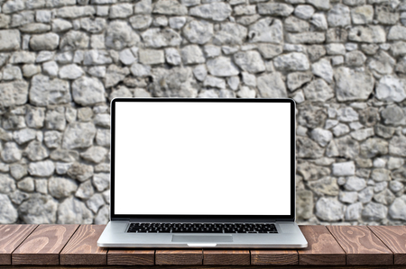 Modern laptop with empty screen. Front viewの写真素材