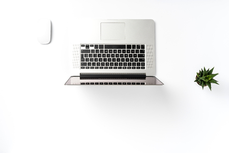 Office desktop with modern laptop. Close upの写真素材
