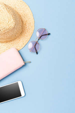 Overhead shot of women's summer clothesの写真素材