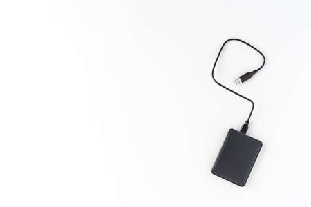 Portable hard drive isolated on white background with copyspaceの写真素材