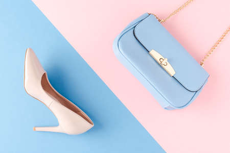 Abstract background with purse and high heelsの写真素材