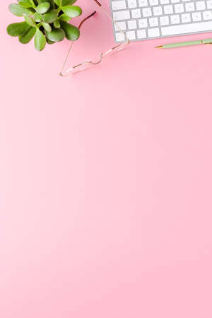 Women's desktop with accessoriesの写真素材