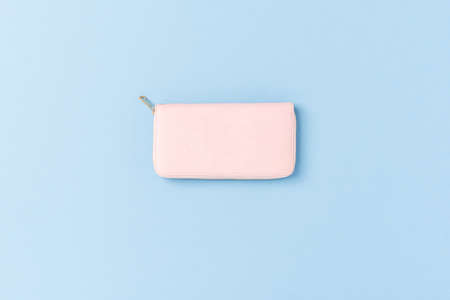 Fashion background with purse. Top view
