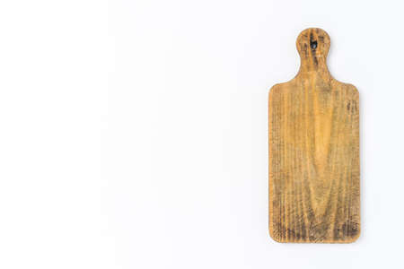 Wooden cutting board on white backgroundの写真素材