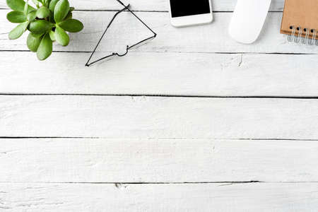 Elegant workspace with business accessories. Office desktop. Top viewの写真素材