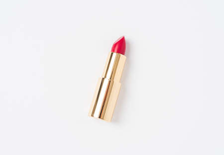 Overhead shot of lipstick on white backgroundの写真素材
