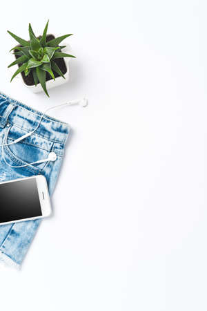 Fashion background with female outfit. Top viewの写真素材