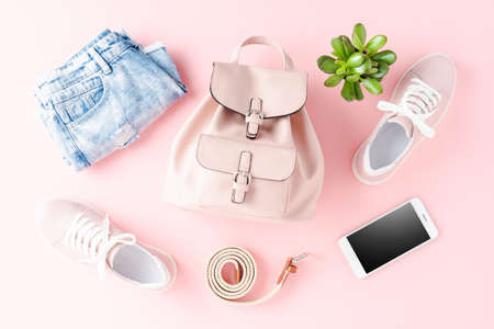 Online shopping concept with women's clothesの写真素材