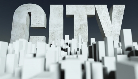 3d City concept, architectural model of cityscape