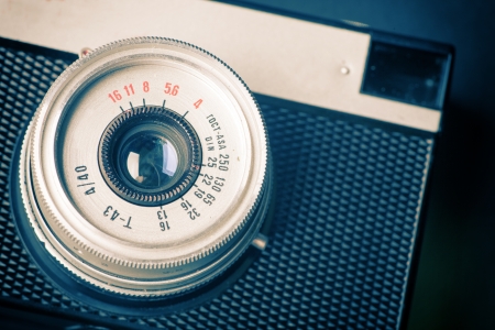 Close up of old camera, vintage styleの写真素材