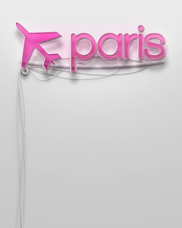 Glowing neon signboard with Paris word and copyspaceの写真素材
