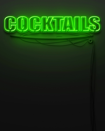 Neon glowing sign with word Cocktails and copyspaceの写真素材