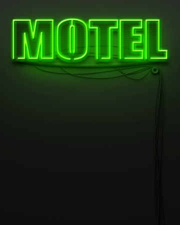 Neon glowing sign with word Motel and copyspaceの写真素材