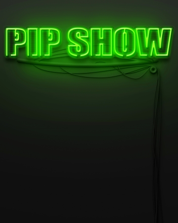 Neon glowing sign with word Pip Show and copyspaceの写真素材