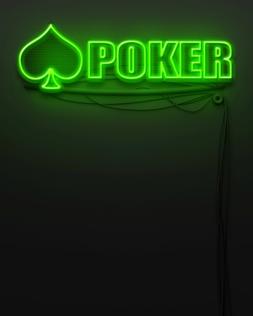 Neon glowing sign with word Poker and copyspaceの写真素材