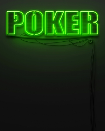Neon glowing sign with word Poker and copyspaceの写真素材