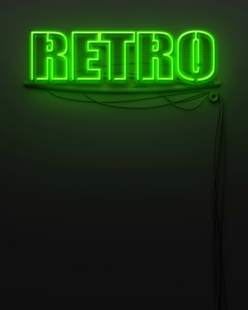 Neon glowing sign with word Retro and copyspaceの写真素材